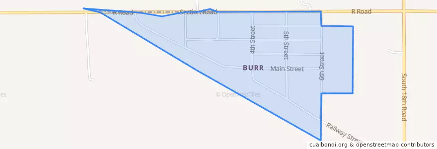 Mapa de ubicacion de Burr.