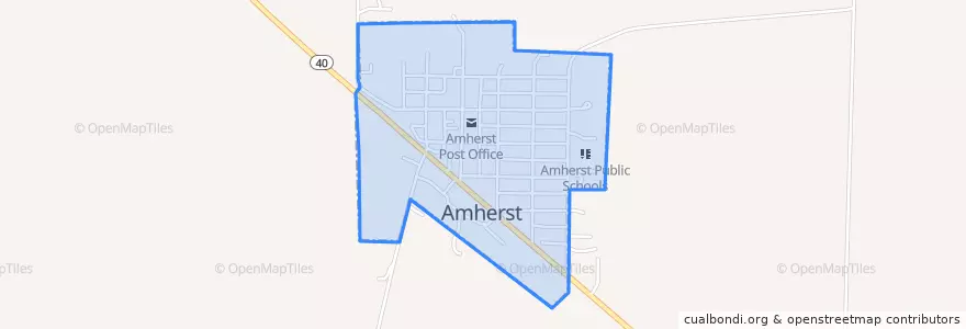 Mapa de ubicacion de Amherst.