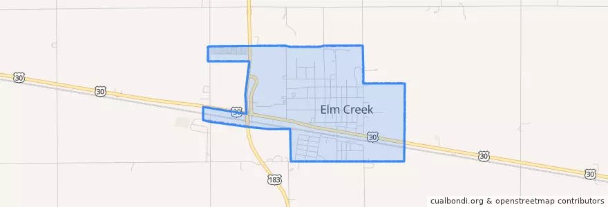 Mapa de ubicacion de Elm Creek.