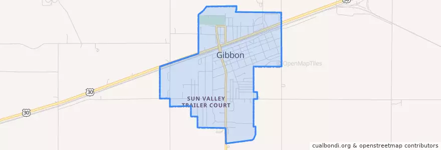 Mapa de ubicacion de Gibbon.