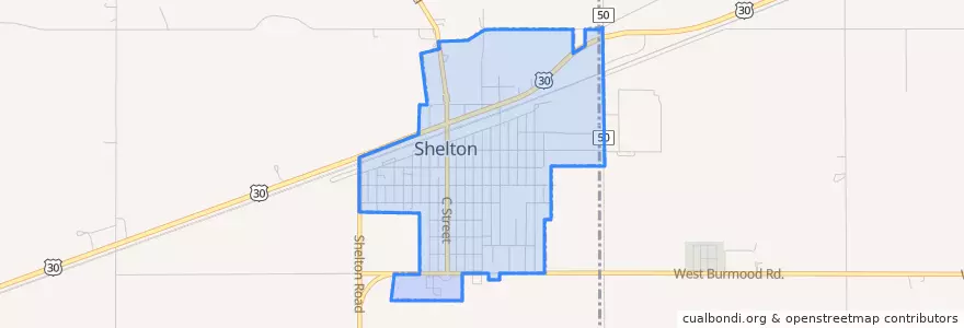 Mapa de ubicacion de Shelton.