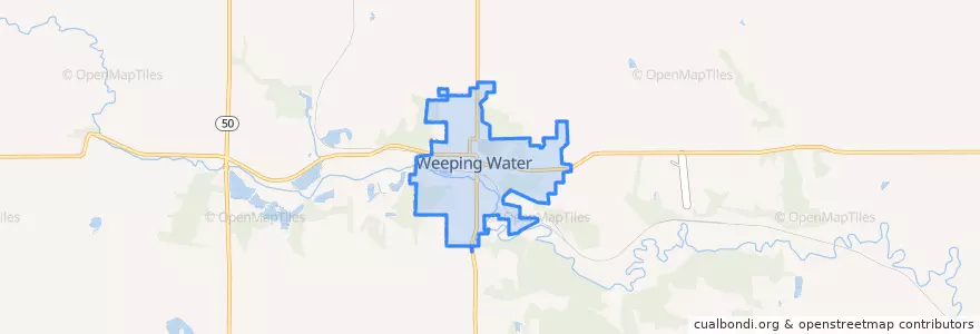 Mapa de ubicacion de Weeping Water.