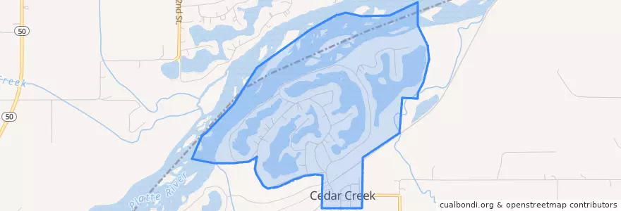 Mapa de ubicacion de Cedar Creek.