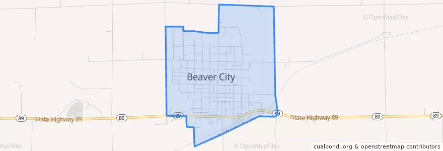Mapa de ubicacion de Beaver City.