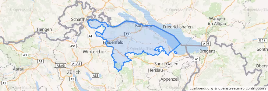 Mapa de ubicacion de Thurgau.
