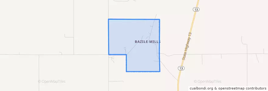 Mapa de ubicacion de Bazile Mills.
