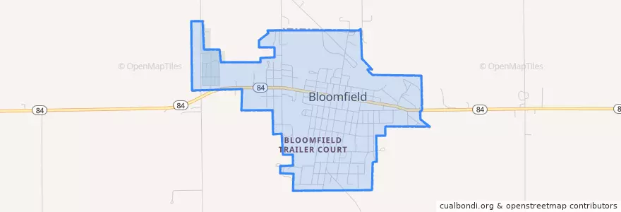 Mapa de ubicacion de Bloomfield.