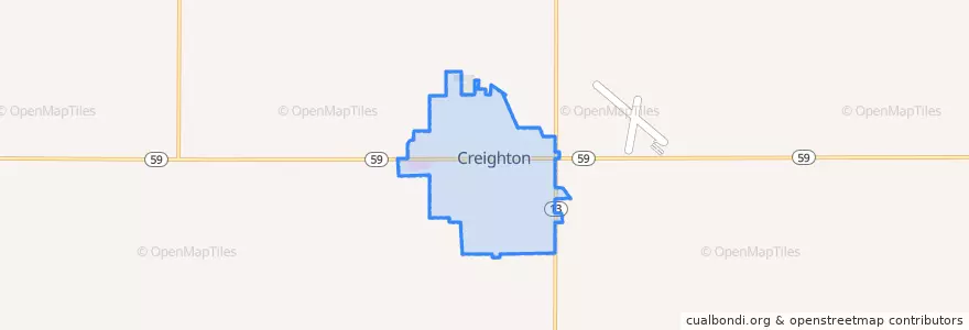 Mapa de ubicacion de Creighton.