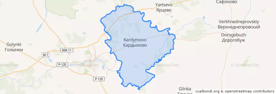 Mapa de ubicacion de Кардымовский район.