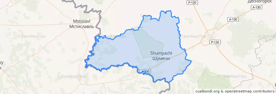 Mapa de ubicacion de Шумячский район.