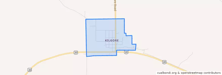Mapa de ubicacion de Kilgore.