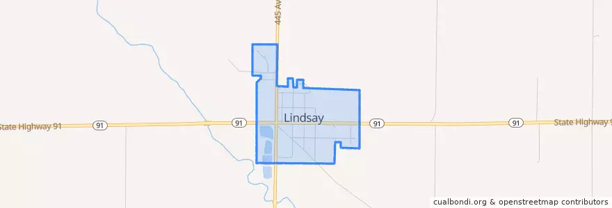 Mapa de ubicacion de Lindsay.