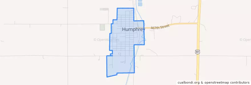 Mapa de ubicacion de Humphrey.