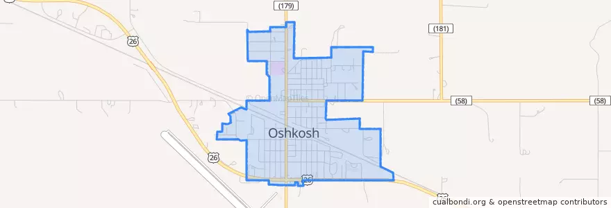 Mapa de ubicacion de Oshkosh.