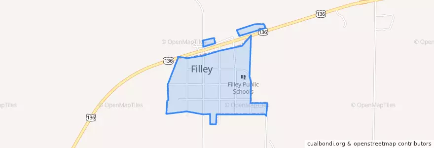 Mapa de ubicacion de Filley.