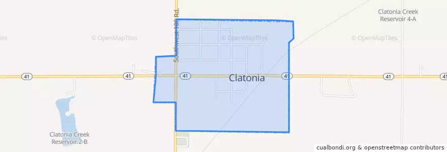 Mapa de ubicacion de Clatonia.