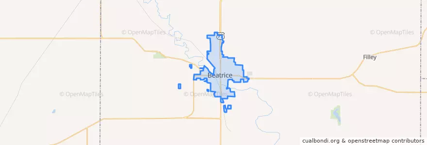 Mapa de ubicacion de Beatrice.