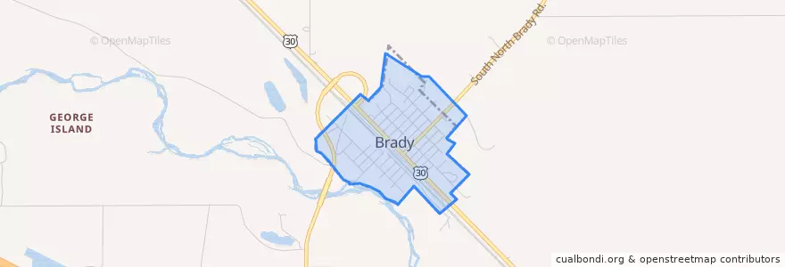 Mapa de ubicacion de Brady.