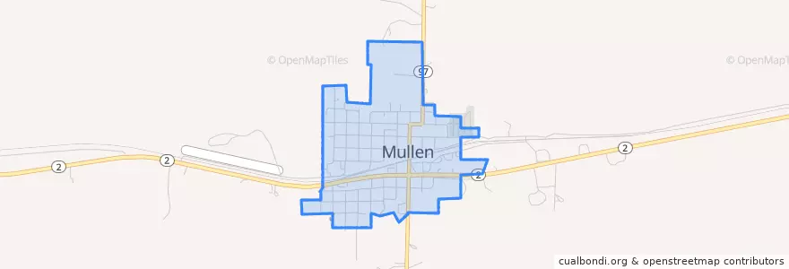 Mapa de ubicacion de Mullen.