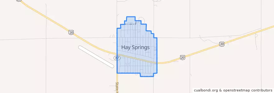 Mapa de ubicacion de Hay Springs.