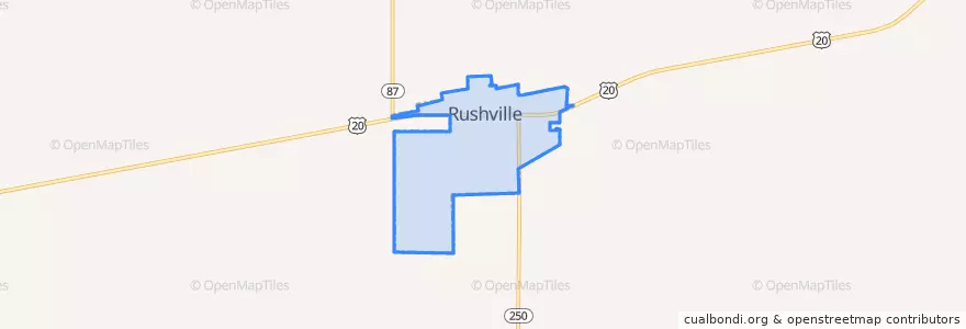 Mapa de ubicacion de Rushville.