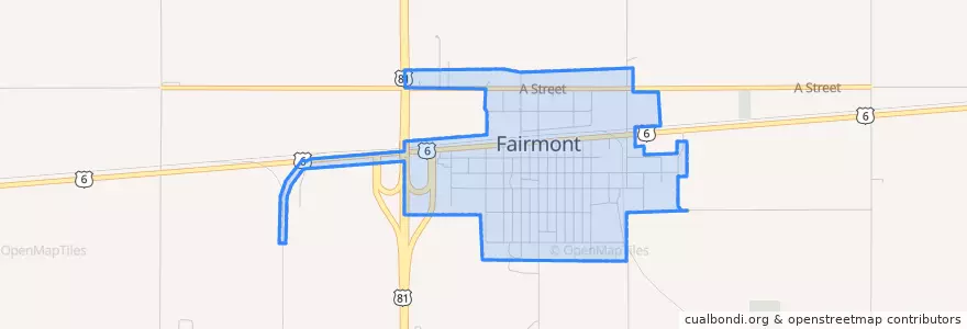 Mapa de ubicacion de Fairmont.