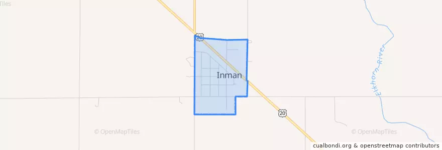 Mapa de ubicacion de Inman.