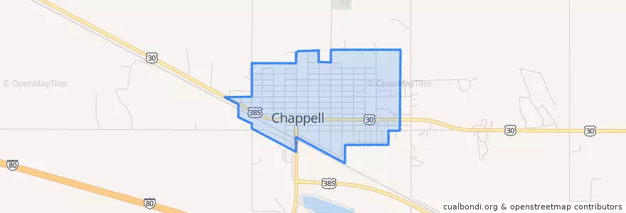 Mapa de ubicacion de Chappell.