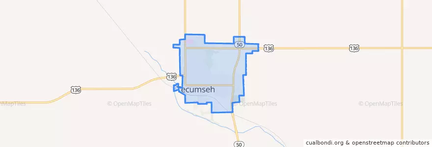 Mapa de ubicacion de Tecumseh.