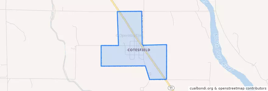 Mapa de ubicacion de Cotesfield.