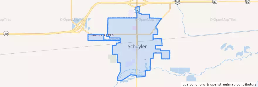 Mapa de ubicacion de Schuyler.