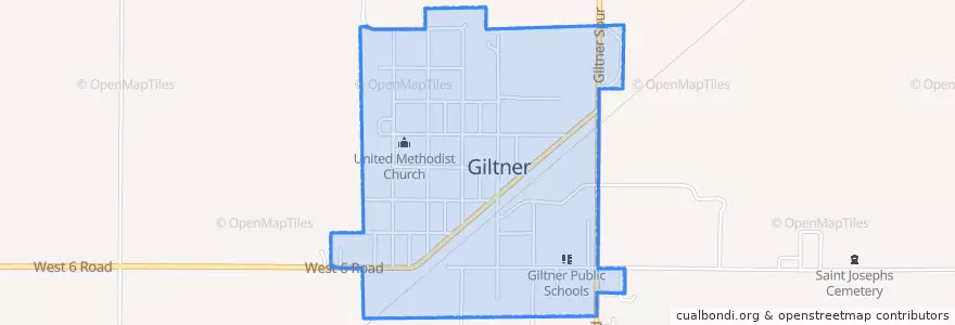 Mapa de ubicacion de Giltner.