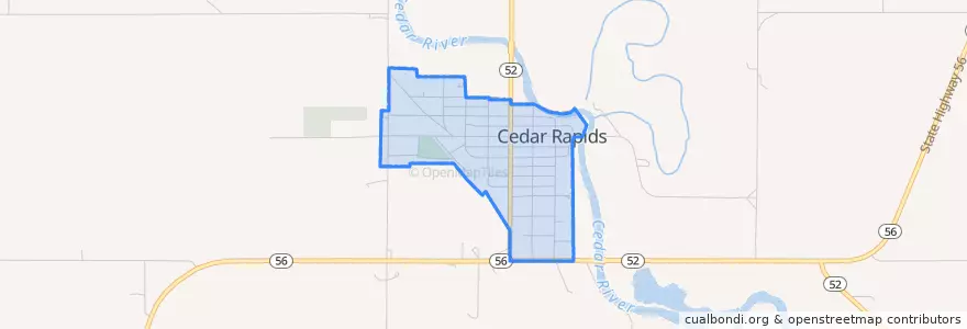 Mapa de ubicacion de Cedar Rapids.