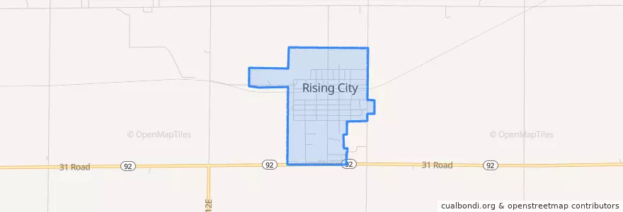 Mapa de ubicacion de Rising City.