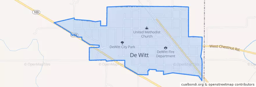 Mapa de ubicacion de De Witt.