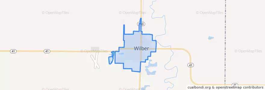 Mapa de ubicacion de Wilber.