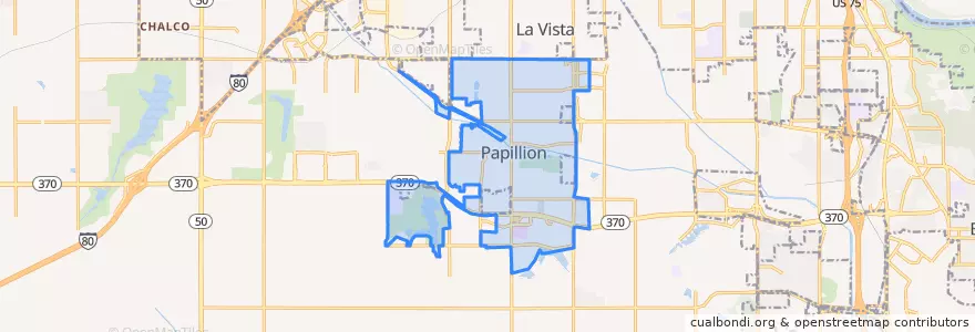 Mapa de ubicacion de Papillion.