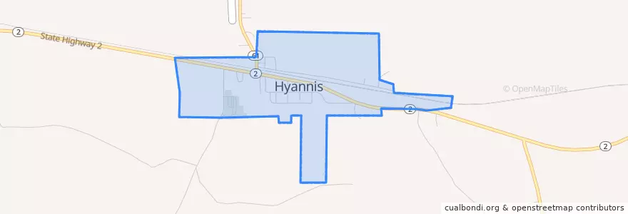 Mapa de ubicacion de Hyannis.