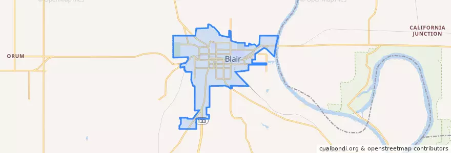 Mapa de ubicacion de Blair.