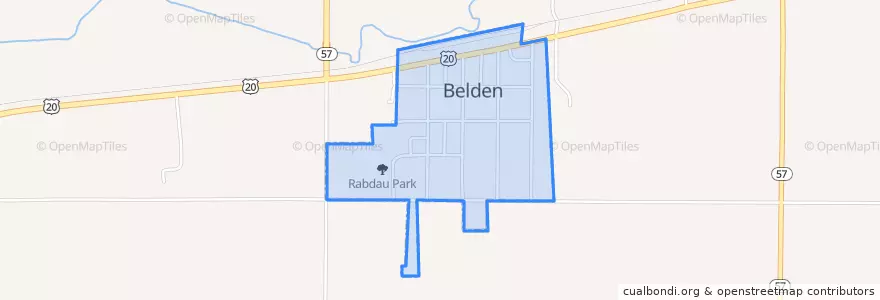 Mapa de ubicacion de Belden.