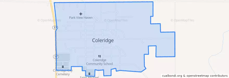 Mapa de ubicacion de Coleridge.