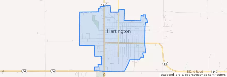 Mapa de ubicacion de Hartington.