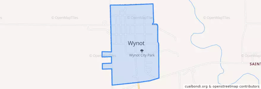 Mapa de ubicacion de Wynot.