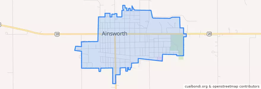 Mapa de ubicacion de Ainsworth.