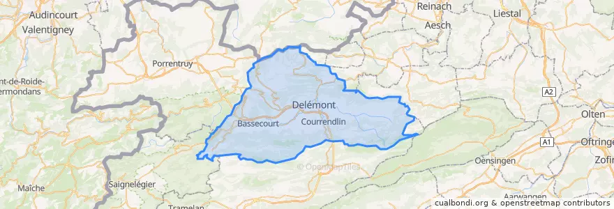 Mapa de ubicacion de District de Delémont.