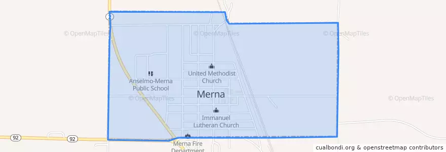 Mapa de ubicacion de Merna.