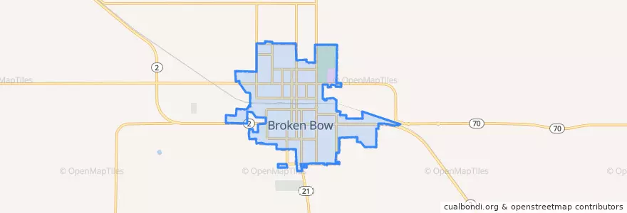 Mapa de ubicacion de Broken Bow.
