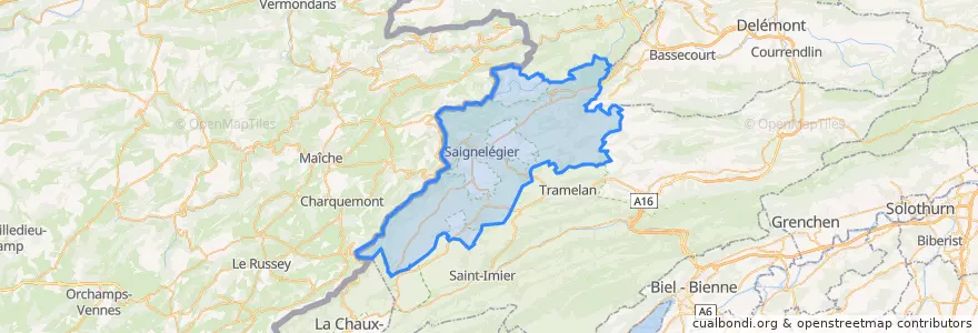 Mapa de ubicacion de District des Franches-Montagnes.