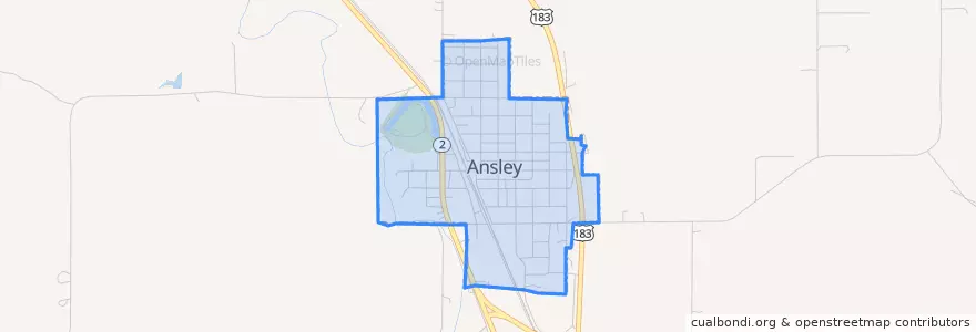 Mapa de ubicacion de Ansley.