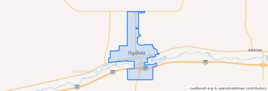 Mapa de ubicacion de Ogallala.